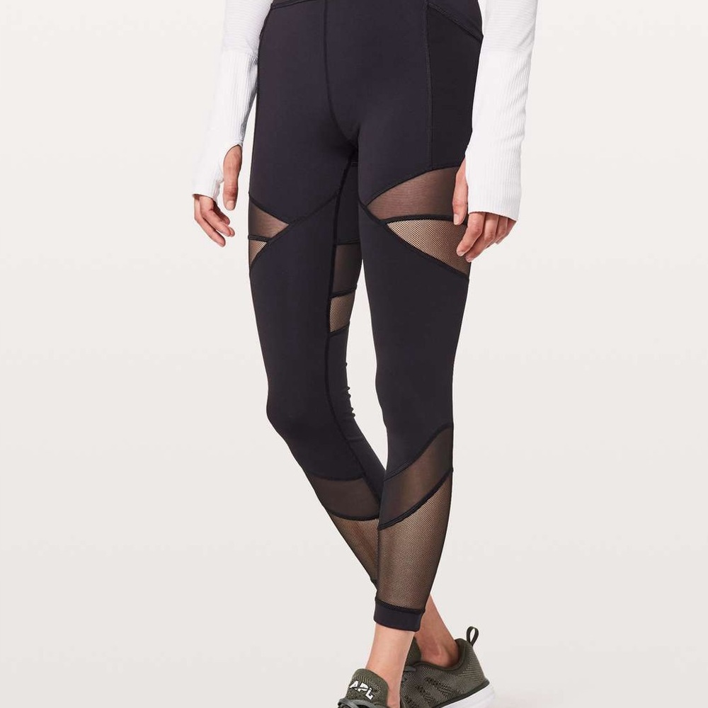 Black Mesh Panel Leggings Lululemon